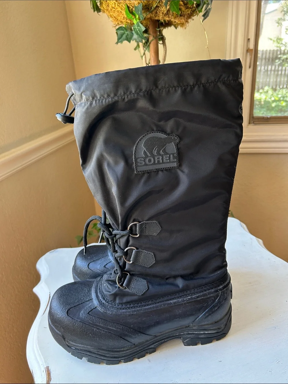 Sorel Snowlion Black Insulated Lace-Up Winter Boots Men’s Size 8